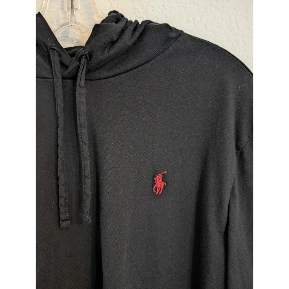 Polo Ralph Lauren‎ Men's Hoodie T-Shirt Long Sleeve Black Red Pony Size Medium
